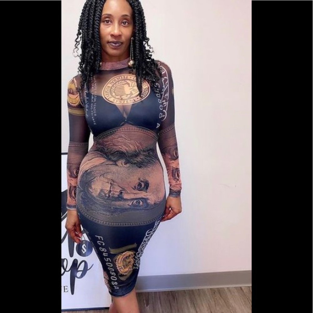 Money printed dress
